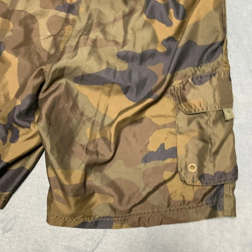 OP Ocean Pacific Board Shorts Men Medium Green Camouflage Beach Drawstring Waist